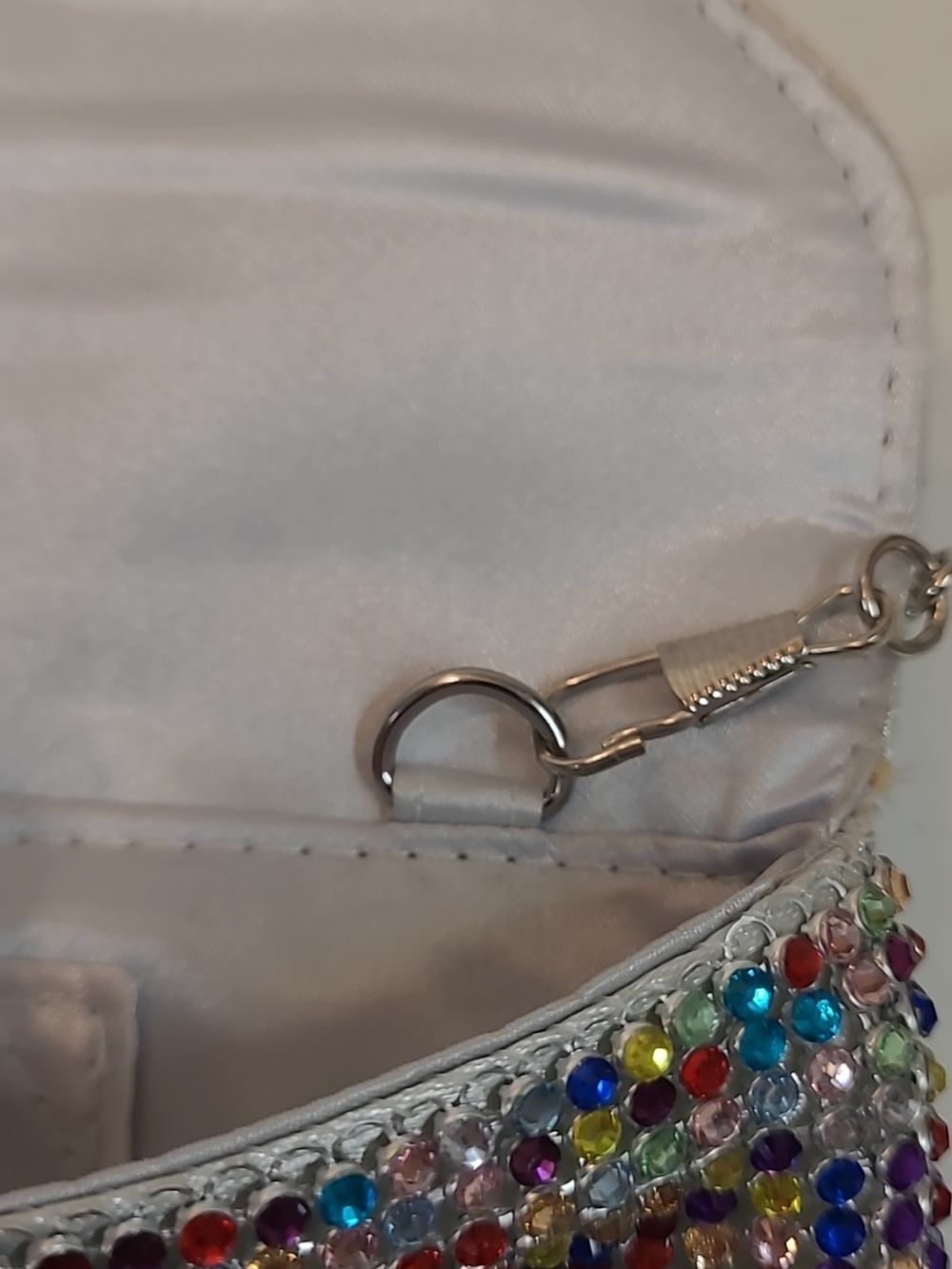 Jessica McClintock Crystal Multicolor Envelope Clutch Bag with Chain Strap - Picture 10 of 11